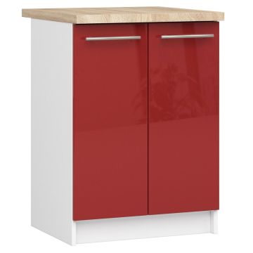 Keittiökaappi OLIWIA S60, 2 ovea, valkoinen/punainen, 60 × 85 × 46 cm