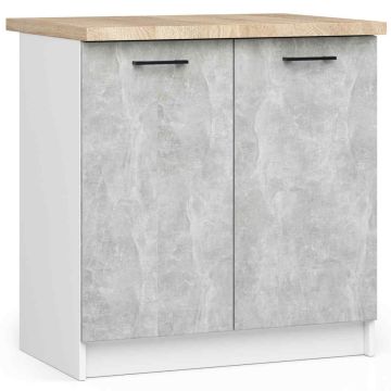 Keittiökaappi OLIWIA S80, työtasolla, valkoinen/harmaa, 80 × 85 × 46 cm