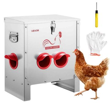 Кормушка для кур VEVOR SS-00181, 6 кормовых отверстий, 42,5 × 43 × 27,5 см