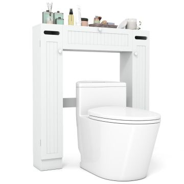 Bathroom shelf, Above the toilet, 4 shelves, White, 87 × 99 × 18.5 cm