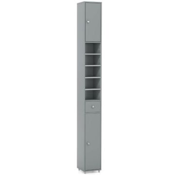 Bathroom cabinet, 2 doors, 1 drawer, White/gray, 20 × 180 × 20 cm