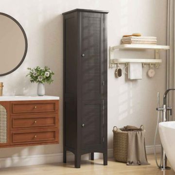 Bathroom cabinet, 2 doors, 5 shelves, Brown, 37 × 160 × 37 cm