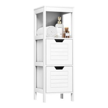 Bathroom cabinet, 2 adjustable drawers, White, 30 × 88 × 30 cm