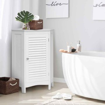 Bathroom cabinet, corner, with adjustable shelf, White, 63 × 81.5 × 44 cm