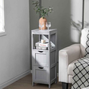 Bathroom cabinet, with 2 removable drawers, Gray/white, 30.48 × 88.9 × 30.48 cm