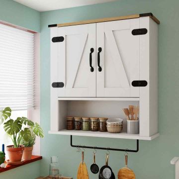 Bathroom cabinet, With open shelf and doors, 60.5 × 72.5 × 20 cm