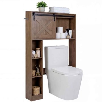 Bathroom cabinet, With sliding doors, Brown, 84.5 × 128 × 17 cm