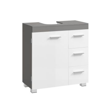 Bathroom cabinet VASAGLE, 3 drawers, 2 compartments, White/gray, 60 × 64 × 30 cm