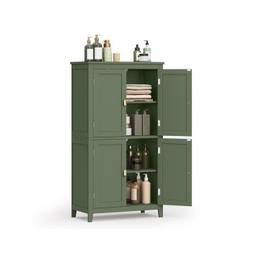 Bathroom cabinet VASAGLE BBC552, 4 doors, white/green, 60 × 110 × 30 cm