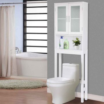 Kylpyhuonekaappi WC:n yläpuolelle, kaksi ovea, 57,4 × 155,7 × 19,1 cm
