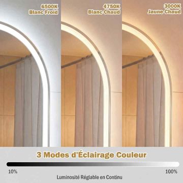Bathroom mirror, 3 lighting modes, 80 × 50 cm