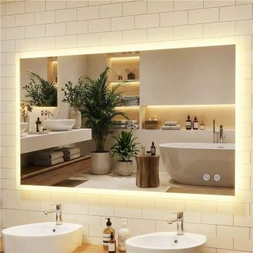 Bathroom mirror LED, Horizontal or vertical installation, Silver, 120 × 70 × 3 cm