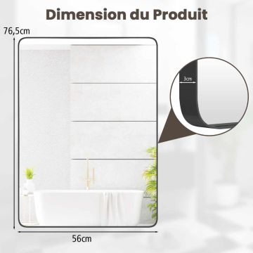 Bathroom mirror, rectangular, silver, 76 × 56 cm