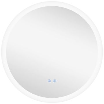 Kylpyhuoneen peili LED-valaistuksella Kleankin 70x70x3cm, valkoinen