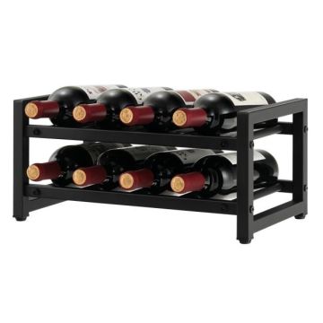 Wine rack, 2-tier, for 8 bottles, Black