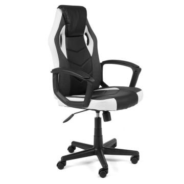 Pelituoli F4G FG-19, valkoinen/musta, 60 × 103–113 × 65 cm