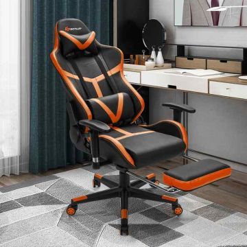 Gaming chair, Adjustable, with footrest, Multicolored, 73 × 73 × 124–133.5 cm