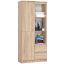 Office shelf CLP R11, with door and 2 drawers, brown, 80 × 180 × 35 cm