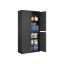 SONGMICS OMC016B01 Filing Cabinet, 4 Doors, 5 Shelves, Black, 40 × 80 × 180 cm