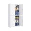 SONGMICS OMC016G01 Filing Cabinet, 4 Doors, 5 Shelves, White, 40 × 80 × 180 cm
