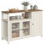 VASAGLE sideboard, 3 doors, brown/white, 110 × 75 × 33 cm
