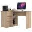 Corner desk AkordV2 B16 CLP, left, 3 drawers, oak color, 124 × 77 × 85 cm