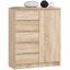 Lipasto K80 1D 5SZ, 1 ovi, 5 laatikkoa, Ruskea, 80 × 97 × 35 cm