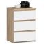Bedside table CL3, 3 drawers, oak/white, 40 × 57 × 35 cm