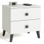 Bedside table MOBI K02, 2 drawers, white/black, 40 × 43 × 37 cm