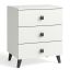 Bedside table MOBI K03, 3 drawers, white/black, 40 × 58 × 37 cm