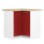 Lattialle sijoitettava kulmakeittiökaappi OLIWIA S90/90, 2 ovea, valkoinen/punainen, 90 × 85 × 46 cm