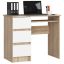 Desk A-6 CLP, left, 3 drawers, oak/white, 90 × 77 × 50 cm