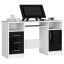 Desk ANA, 3 drawers, white/black, 124 × 74 × 52 cm