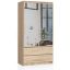 Wardrobe AKORD S90, 2 doors, 2 drawers with mirrors, brown, 90 × 180 × 51 cm