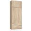 Wardrobe AKORD S90, with extension 2 doors and 2 drawers, brown, 90 × 234 × 51 cm