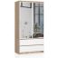 Wardrobe S90, 2 doors, 2 drawers, 2 mirrors, oak/white, 90 × 180 × 51 cm