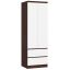 Wardrobe STAR S 60, 2 doors, 2 drawers, white/brown, 60 × 180 × 51 cm