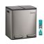 SONGMICS LTB130EZ01 Kitchen Trash Can, 2 × 15 l, with pedal, Silver, 41.8 × 35.3 × 45.5 cm